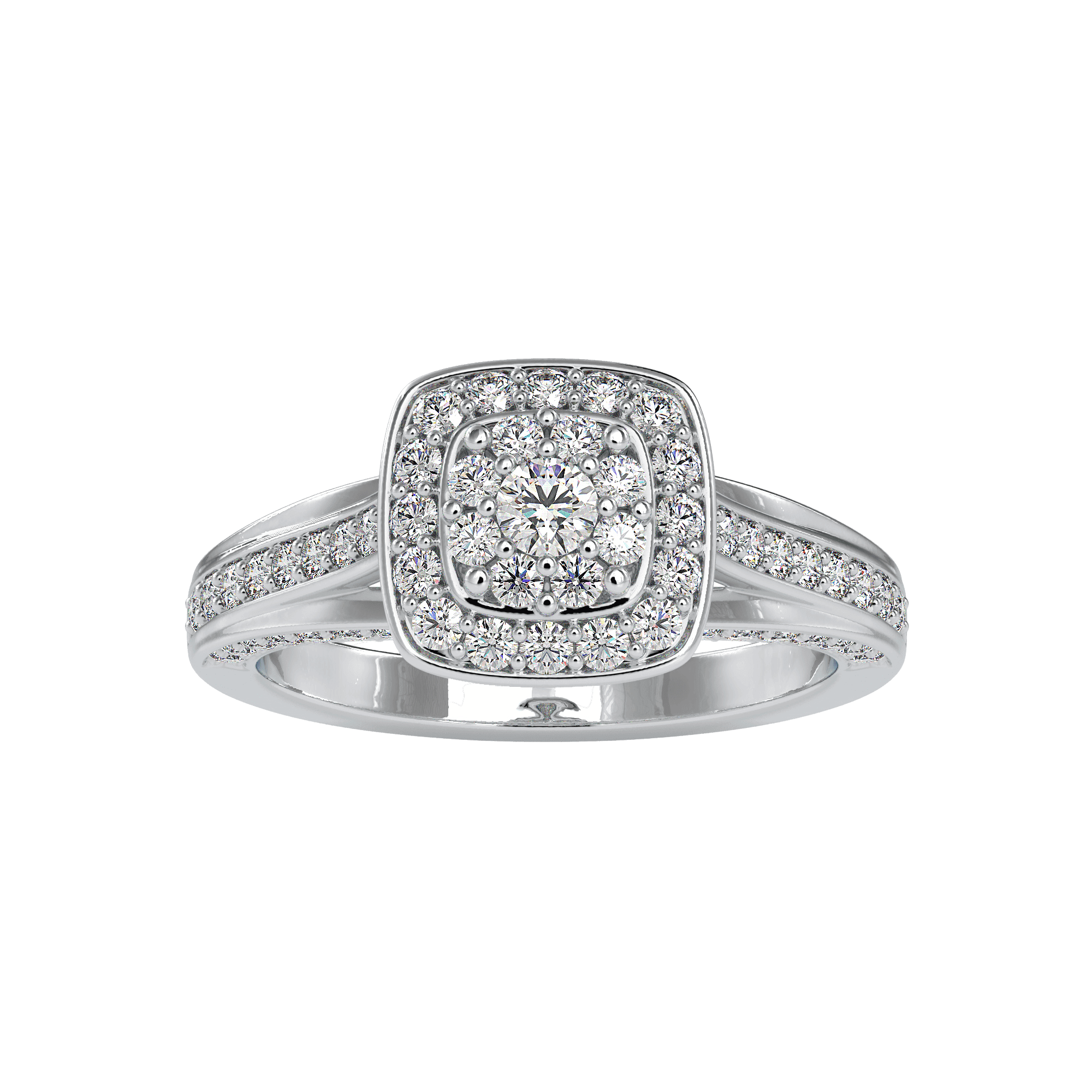 Buy Cushion Cluster Diamond Ring For Women Ring Eva Gems 3(14.0mm) White Gold